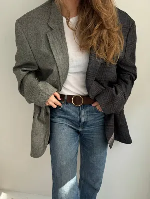 Stunning plaid and grey herringbone contrasted blazer