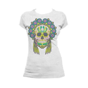 Sugar Skull Head Dress Skull Women's T-shirt (Heather Grey)