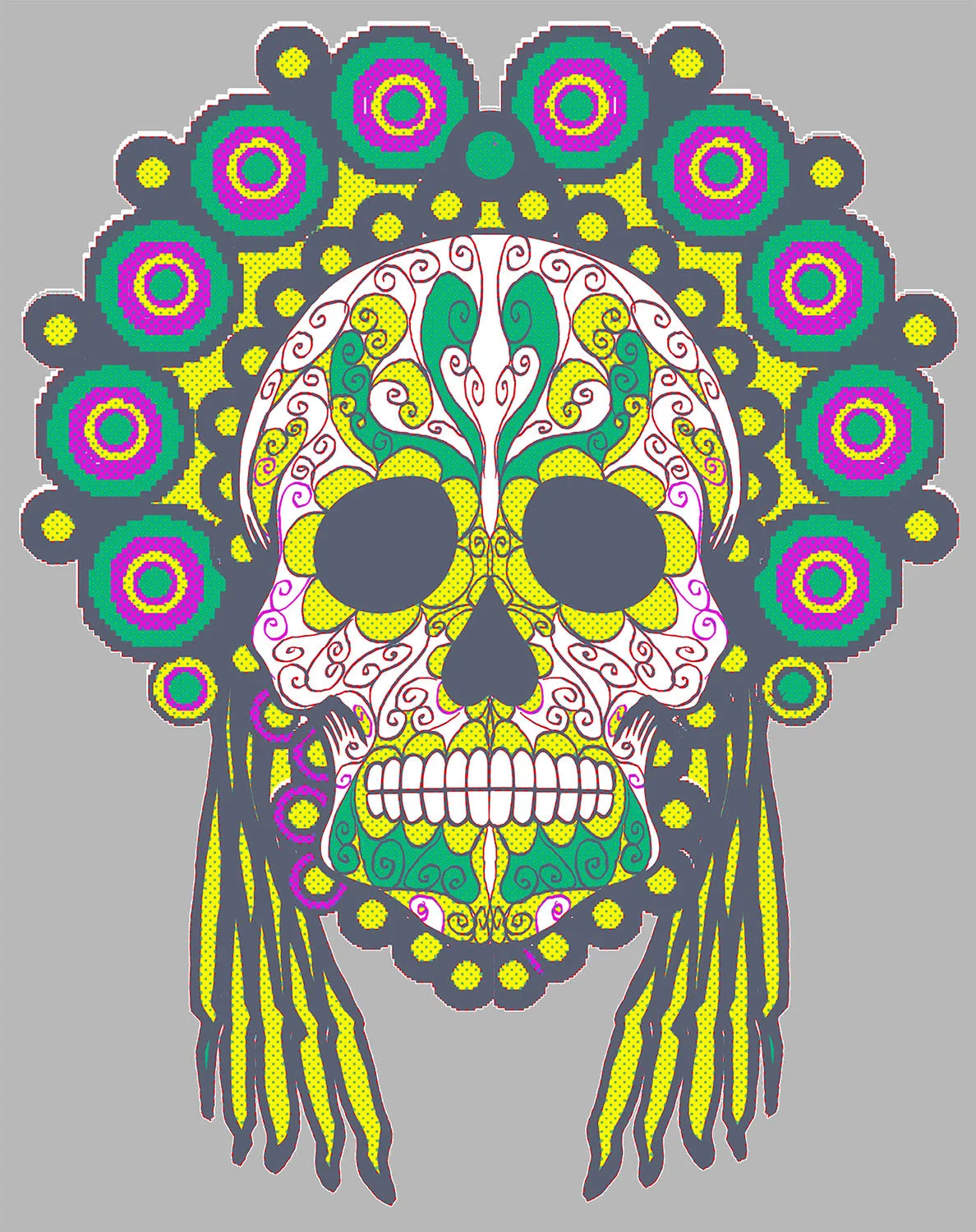 Sugar Skull Head Dress Skull Women's T-shirt (Heather Grey)
