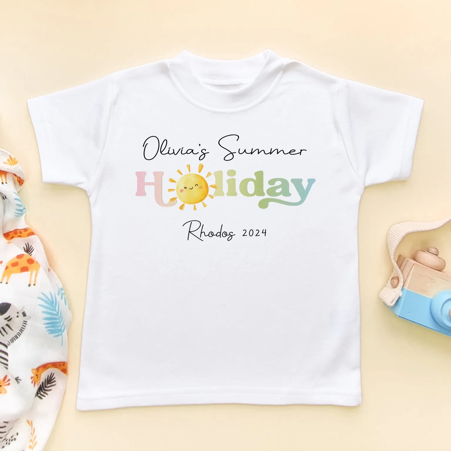Summer Holiday Personalised Toddler & Kids T Shirt