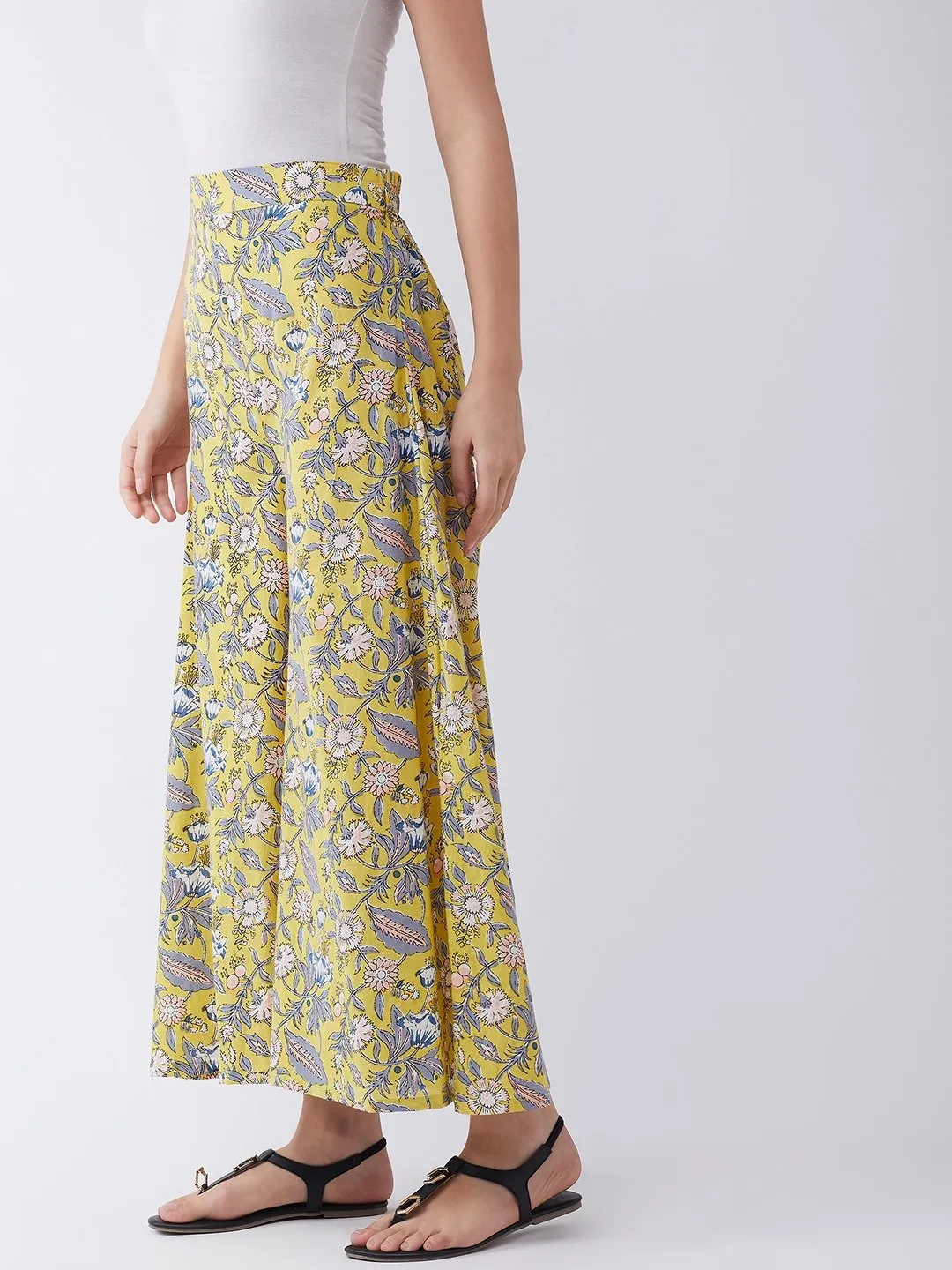 Summer Yellow Grey Buta Culottes