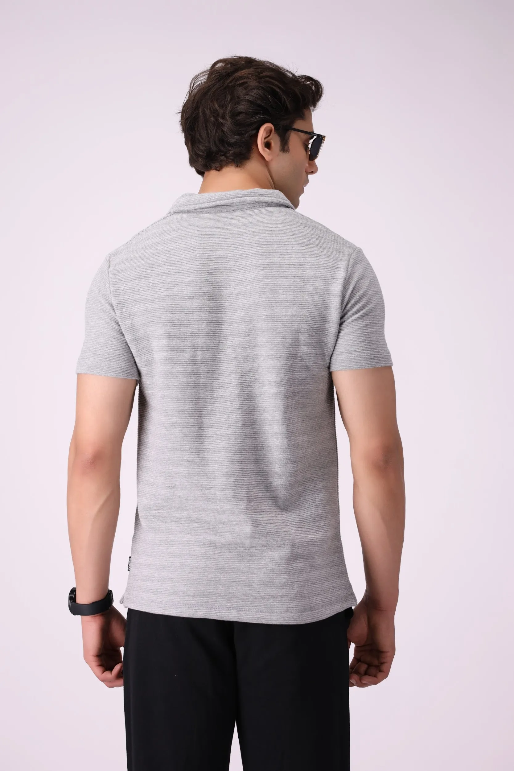 SunZip Textured Grey Polo Shirt