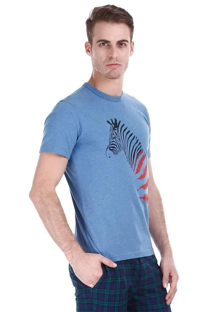 Super Combed Knit Zebra Feather Print Tee