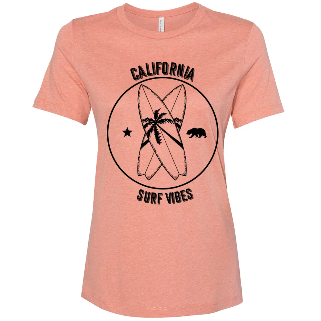 Surf Vibes Black Print Women's Relaxed Jersey Tee