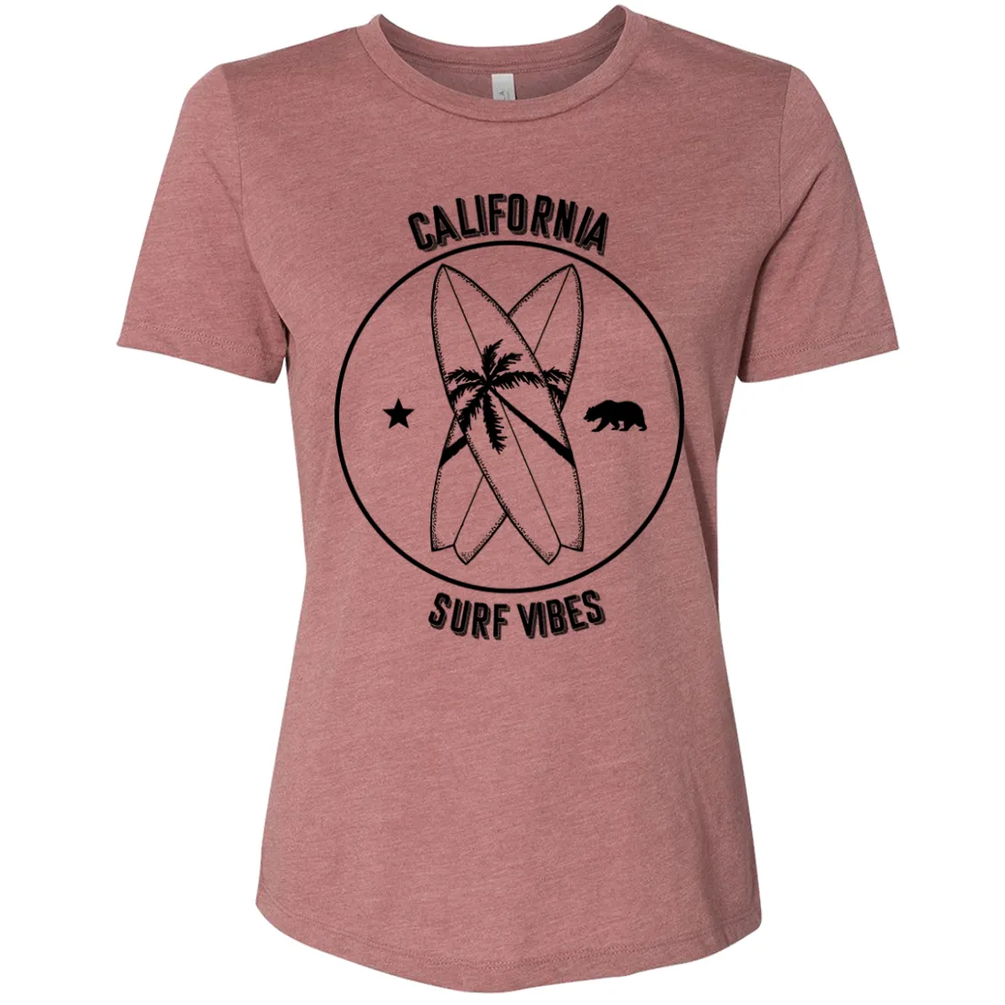Surf Vibes Black Print Women's Relaxed Jersey Tee
