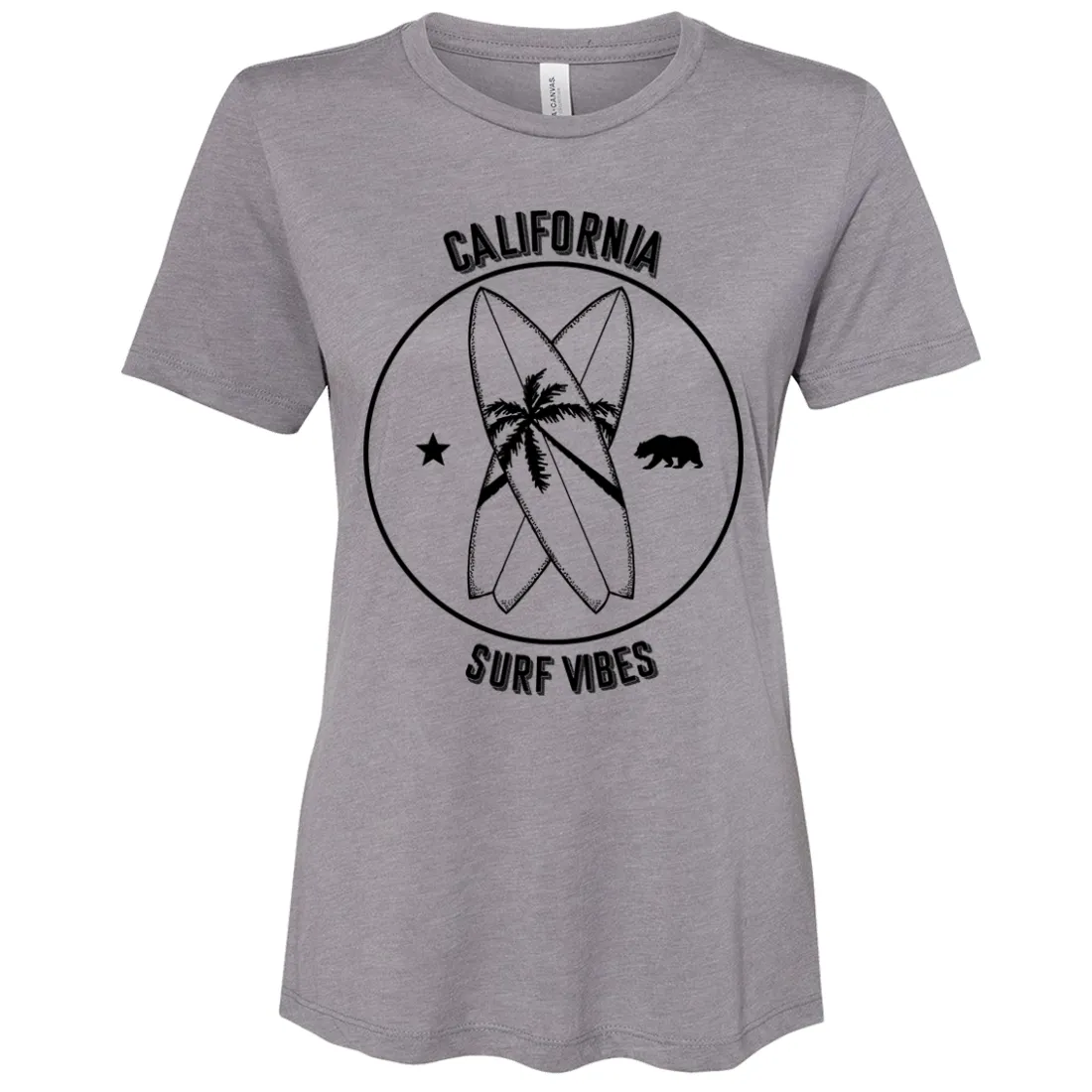 Surf Vibes Black Print Women's Relaxed Jersey Tee