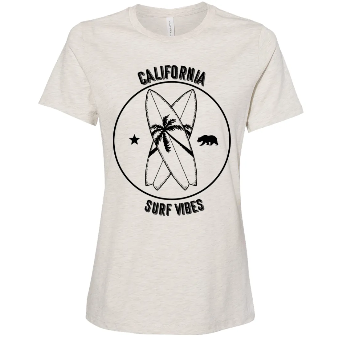 Surf Vibes Black Print Women's Relaxed Jersey Tee