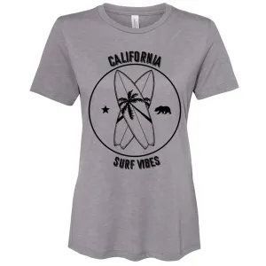 Surf Vibes Black Print Women's Relaxed Jersey Tee