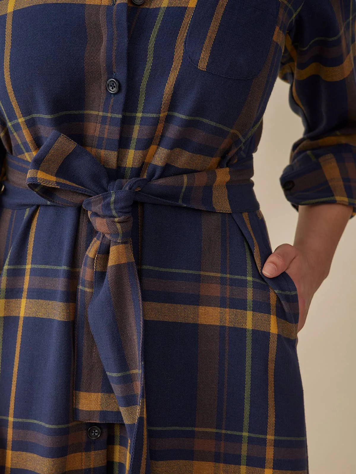 Sutton Shirtdress Navy Yellow Plaid