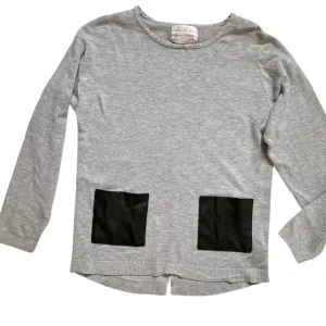 Sweater with Faux Leather Pockets, 9-10 years // Zara