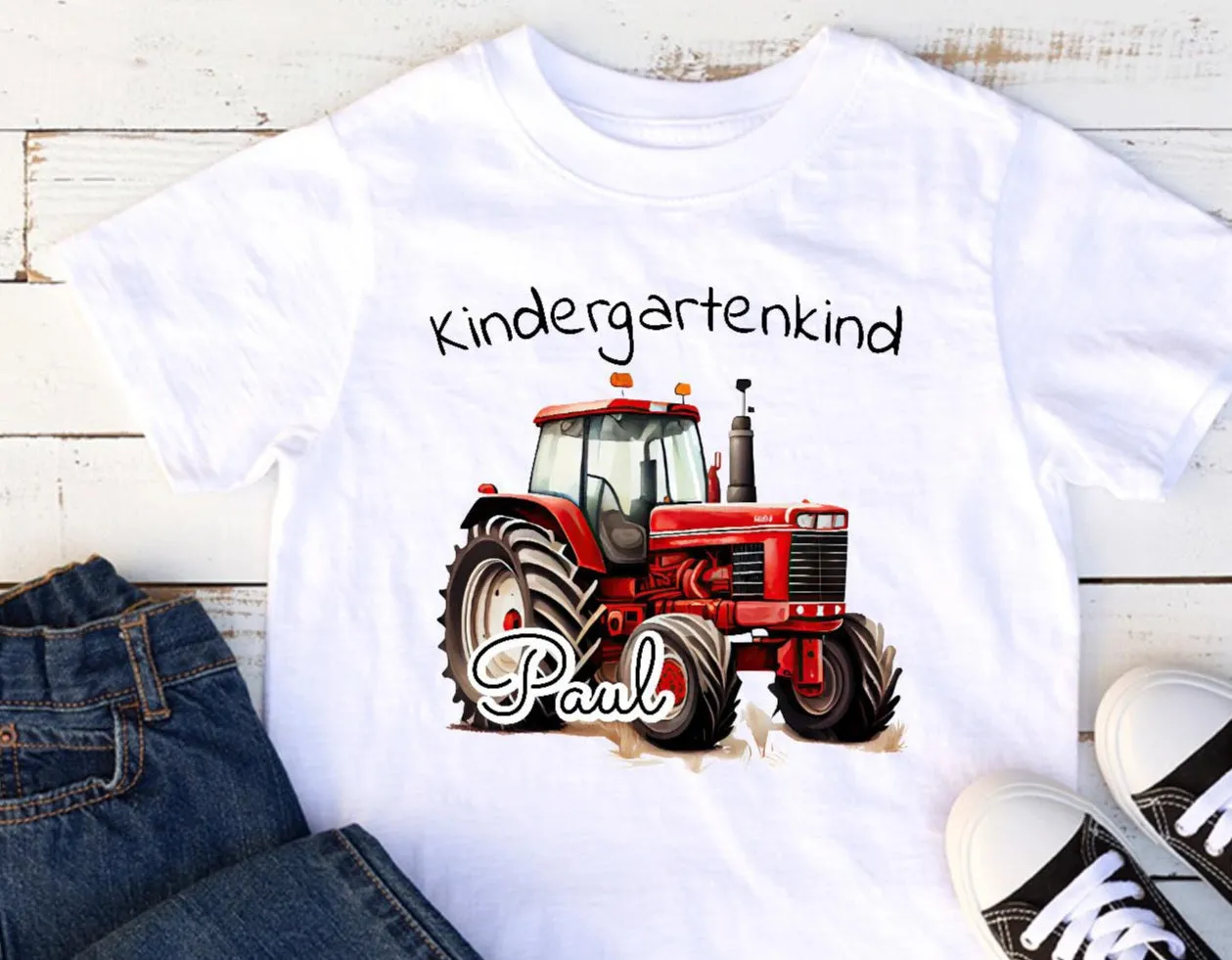 T-Shirt Kindergartenkind Traktor Junge mit Name
