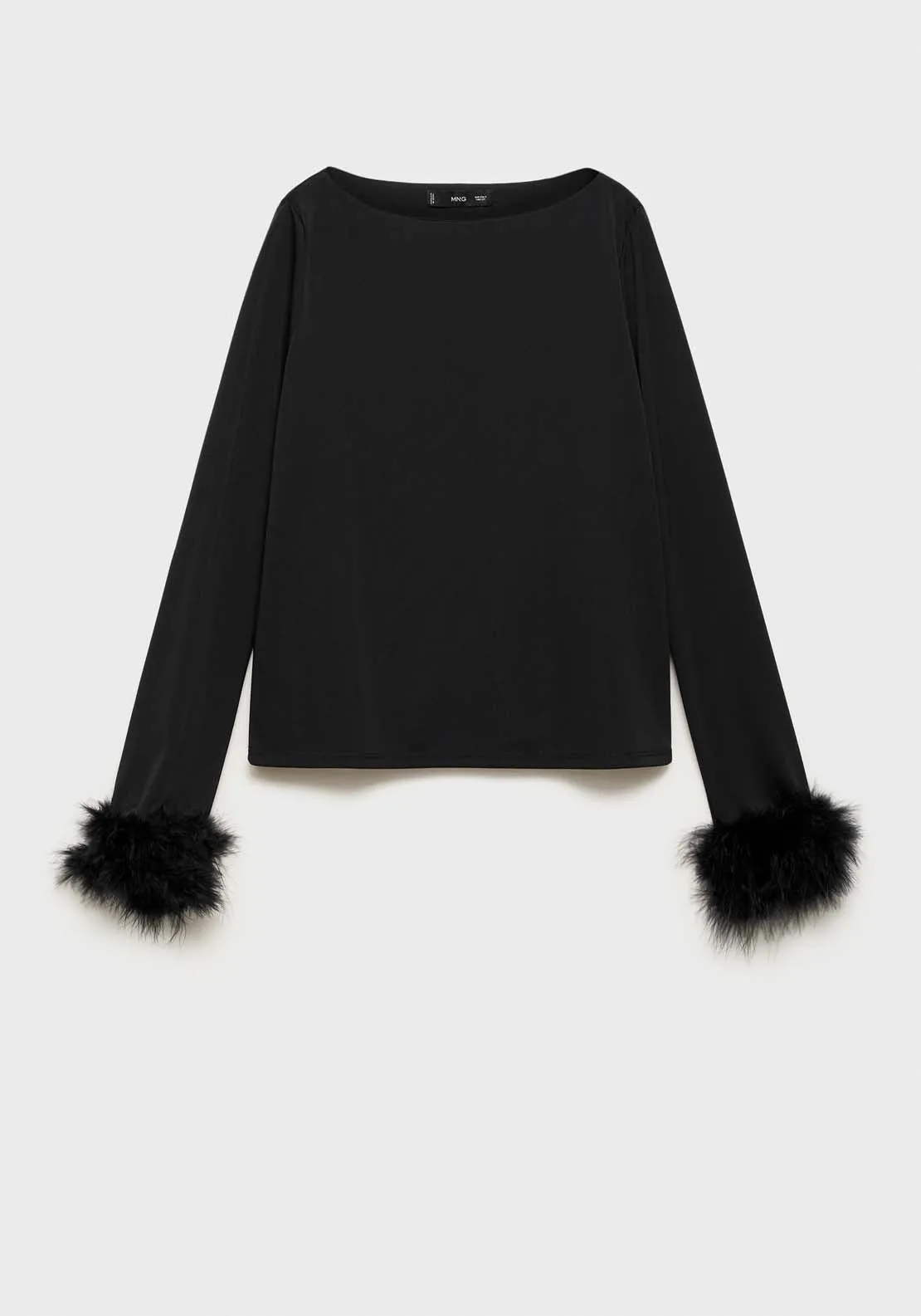 T-shirt with feather cuff detail - Black