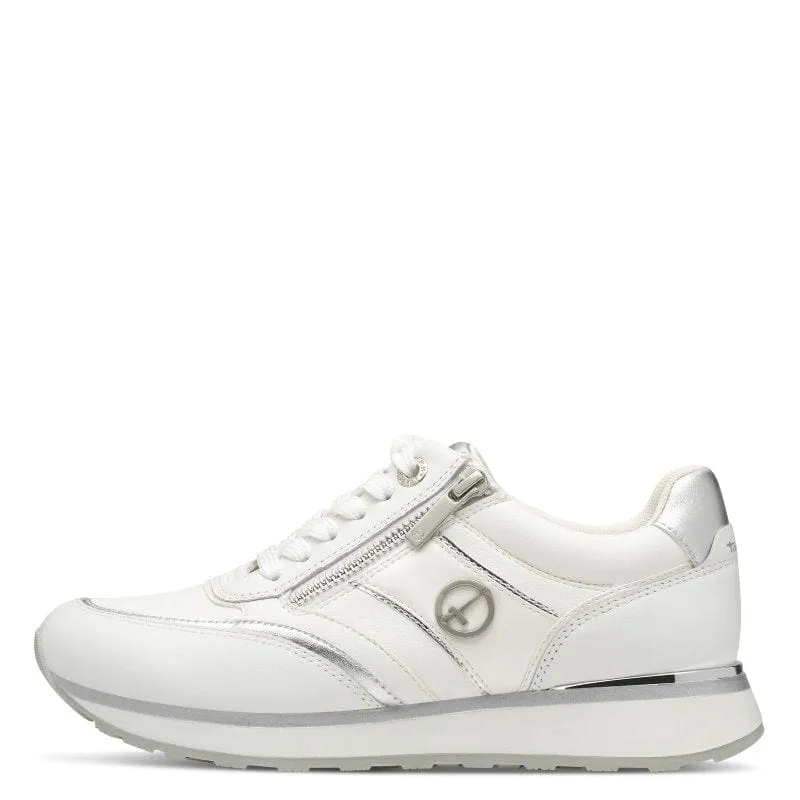 Tamaris Womens White Lace-Up Shoe 1-23726-43