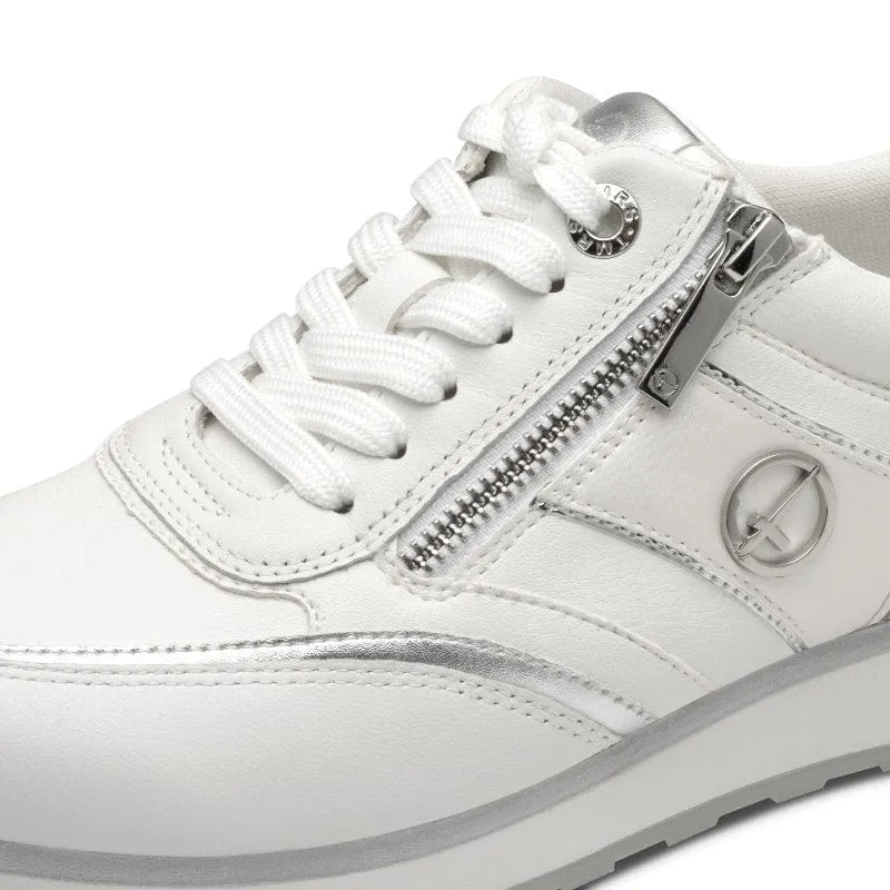 Tamaris Womens White Lace-Up Shoe 1-23726-43