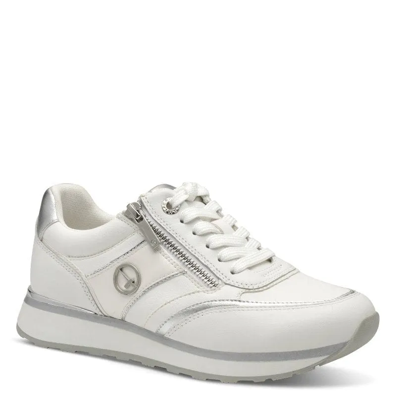 Tamaris Womens White Lace-Up Shoe 1-23726-43