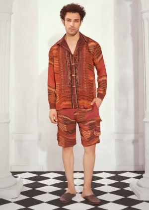 Tangerine byzantine print shorts