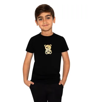 TEDDY JACK GOLD BEAR BLACK T-SHIRT KIDS