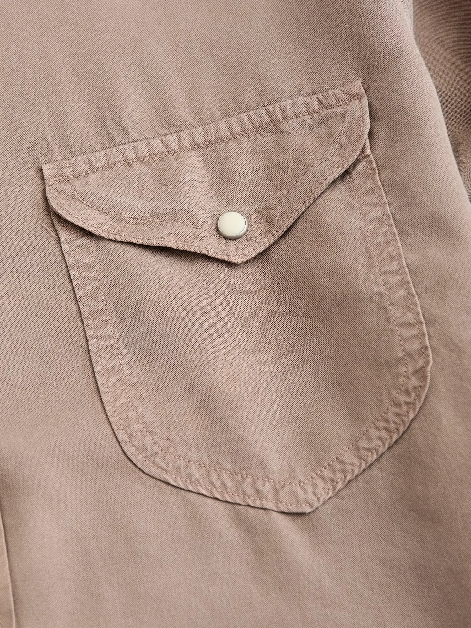 Tencel Gabardine Pearl Snap Shirt in Nutmeg
