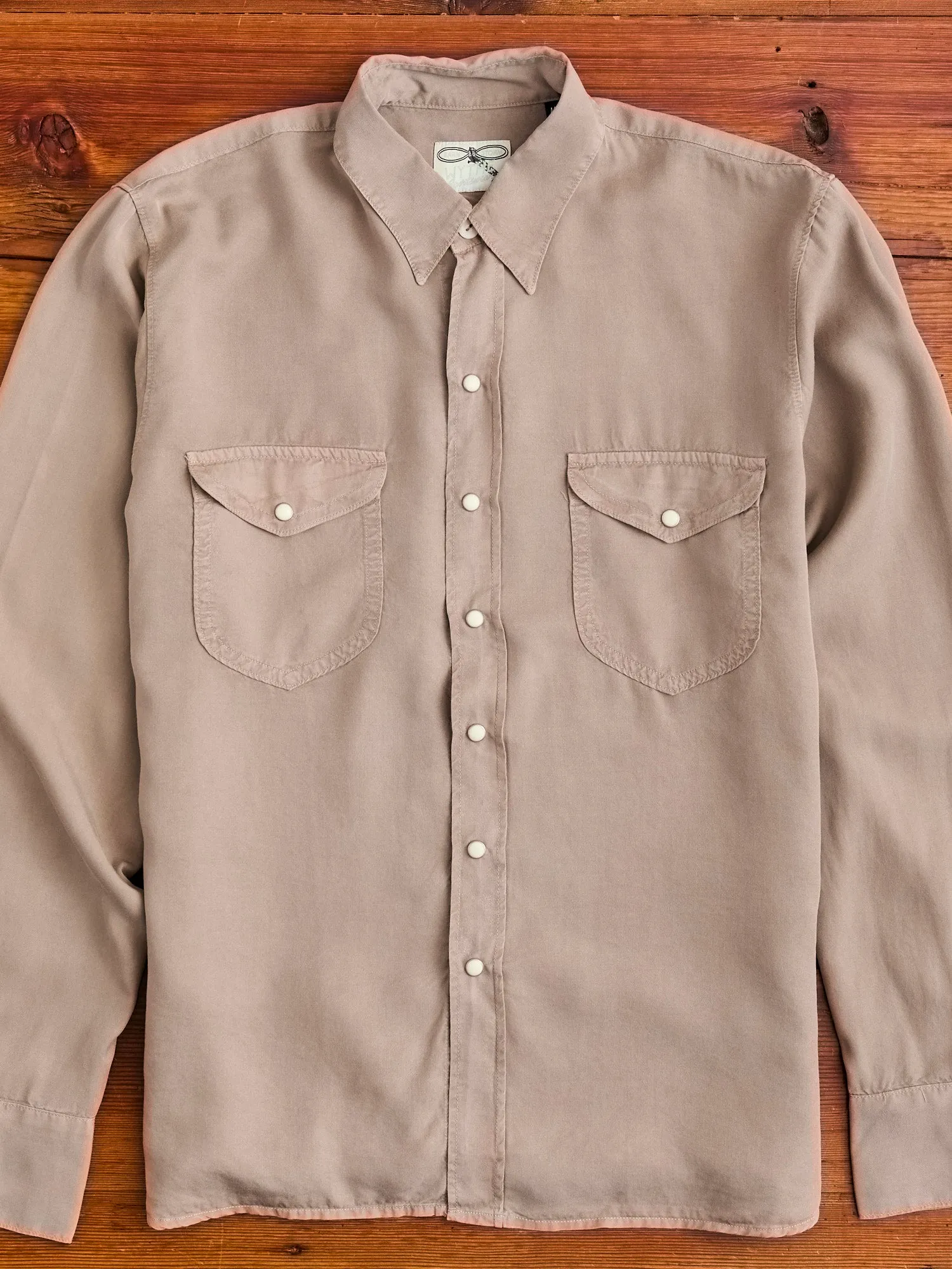 Tencel Gabardine Pearl Snap Shirt in Nutmeg