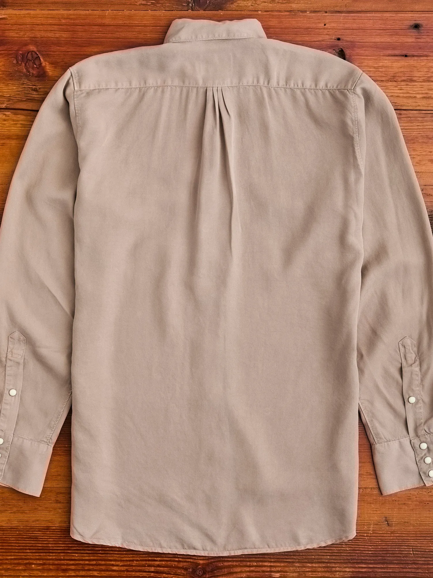 Tencel Gabardine Pearl Snap Shirt in Nutmeg