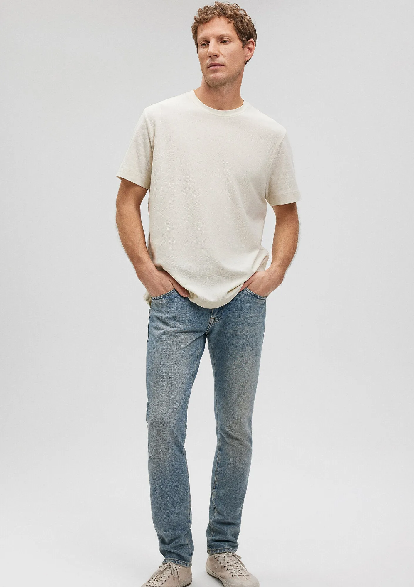 Textured Beige T-Shirt