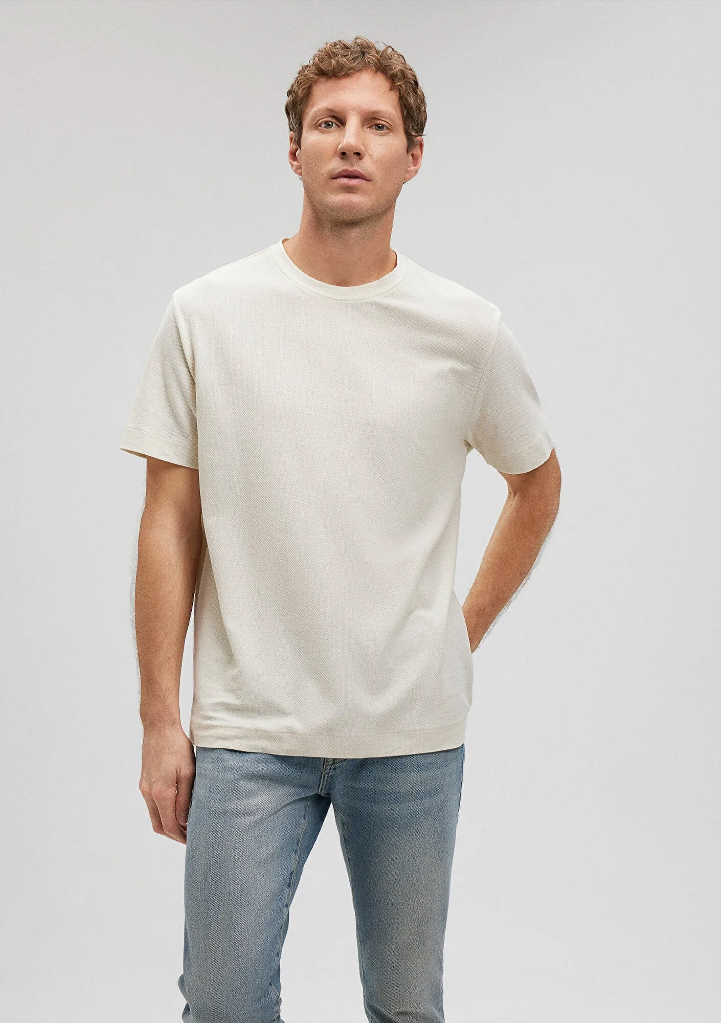 Textured Beige T-Shirt