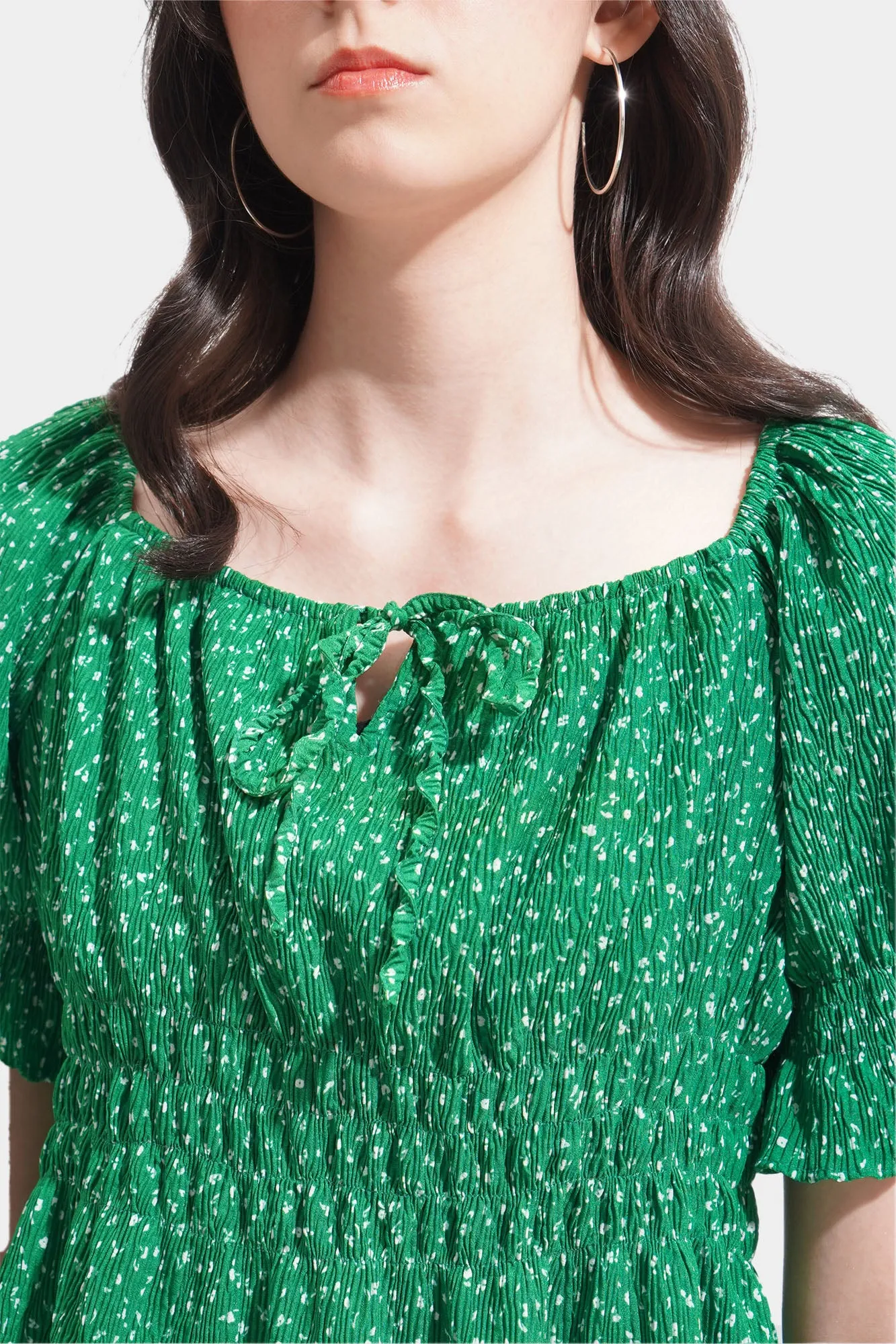 Textured Floral Peplum Top