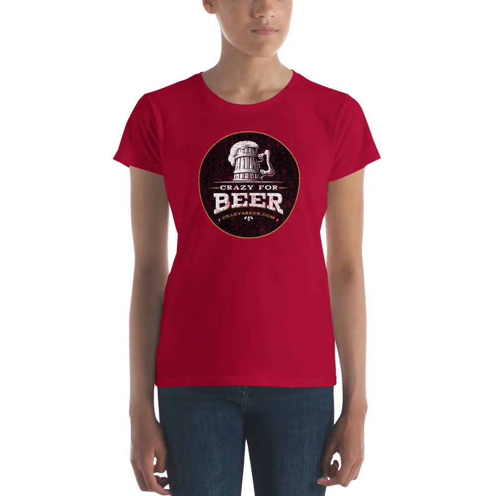 Textured Print Crazy 4 Beer Mug Circle Women's short sleeve t-shirt (11 Colors)