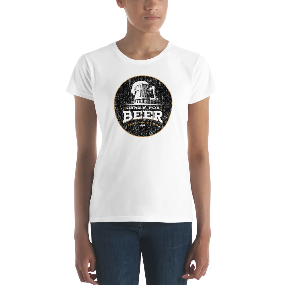 Textured Print Crazy 4 Beer Mug Circle Women's short sleeve t-shirt (11 Colors)