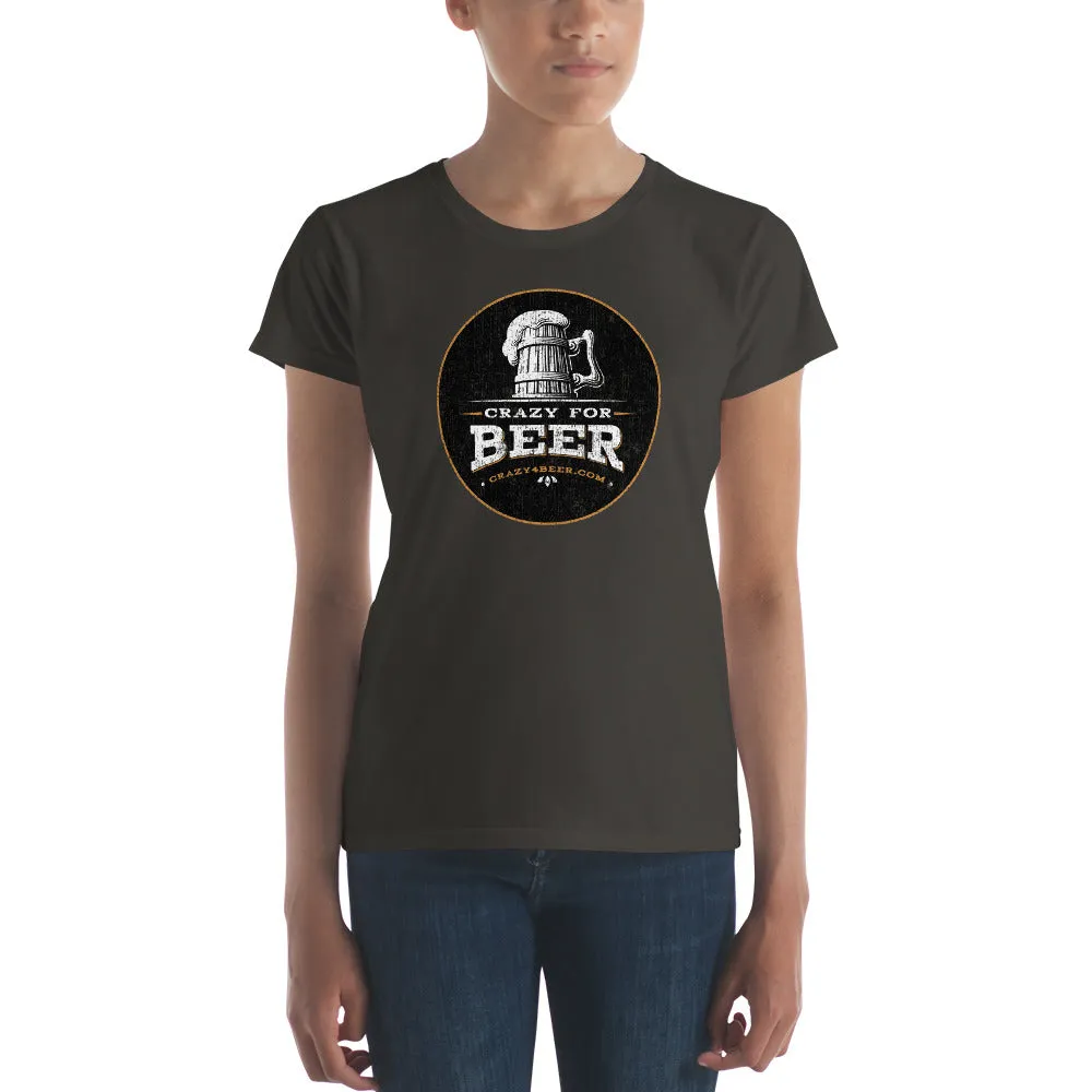 Textured Print Crazy 4 Beer Mug Circle Women's short sleeve t-shirt (11 Colors)
