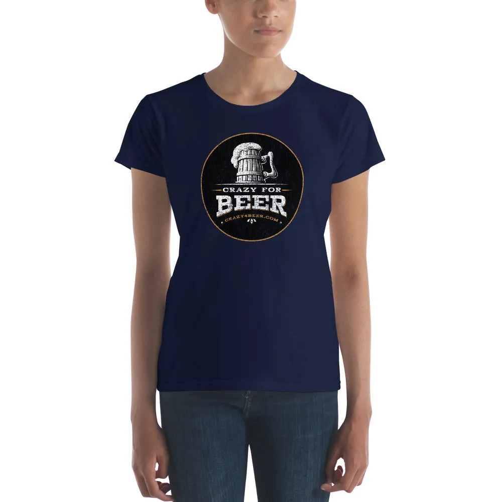 Textured Print Crazy 4 Beer Mug Circle Women's short sleeve t-shirt (11 Colors)