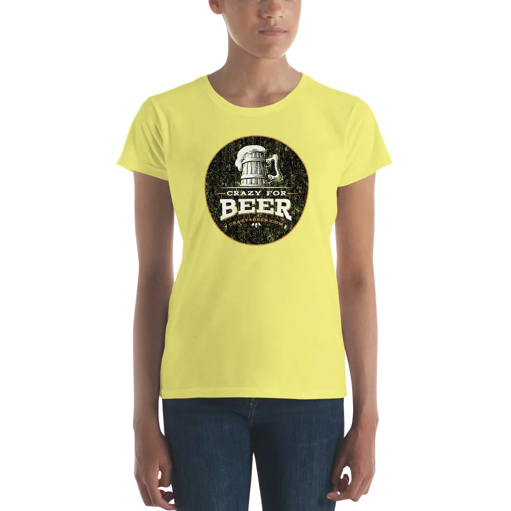 Textured Print Crazy 4 Beer Mug Circle Women's short sleeve t-shirt (11 Colors)