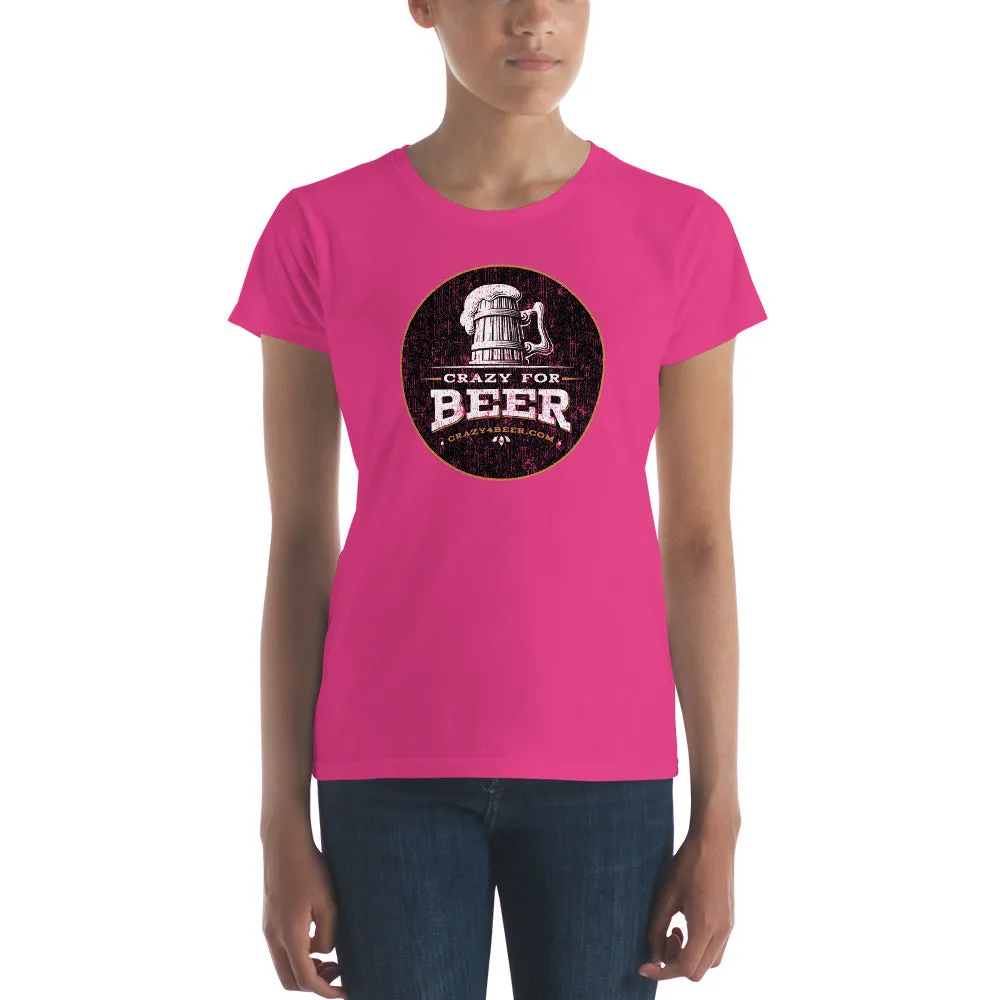 Textured Print Crazy 4 Beer Mug Circle Women's short sleeve t-shirt (11 Colors)