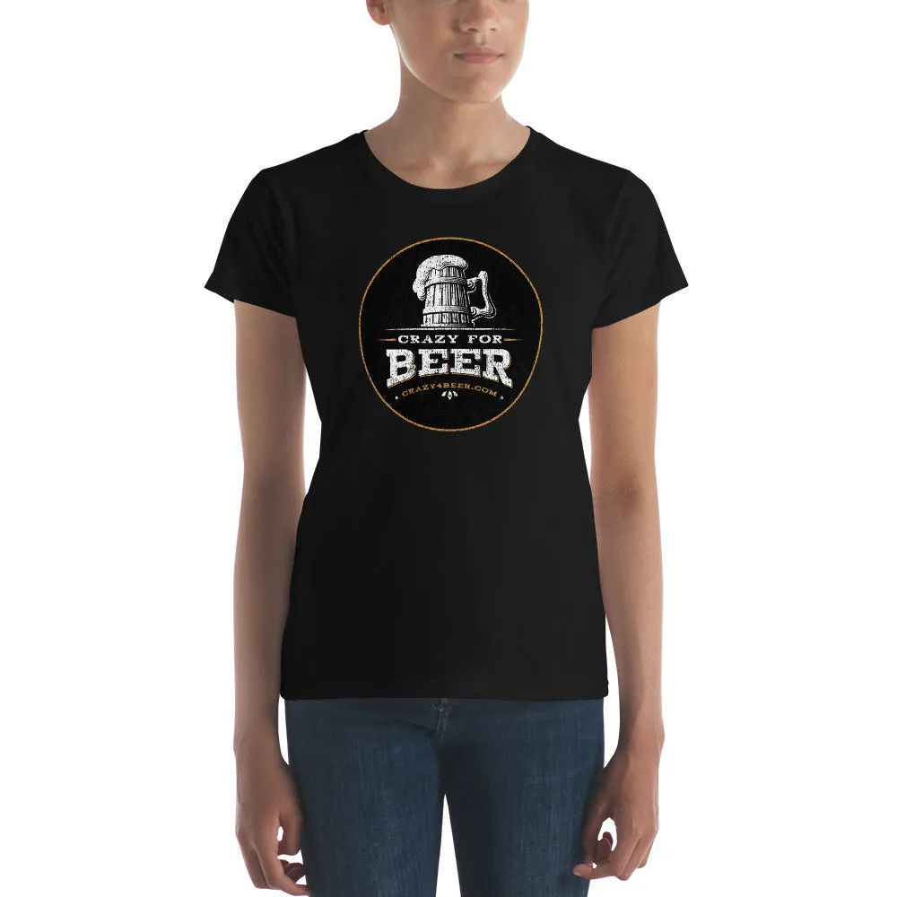 Textured Print Crazy 4 Beer Mug Circle Women's short sleeve t-shirt (11 Colors)