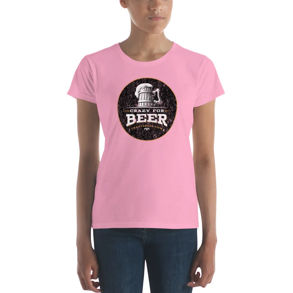 Textured Print Crazy 4 Beer Mug Circle Women's short sleeve t-shirt (11 Colors)