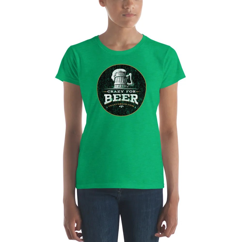 Textured Print Crazy 4 Beer Mug Circle Women's short sleeve t-shirt (11 Colors)