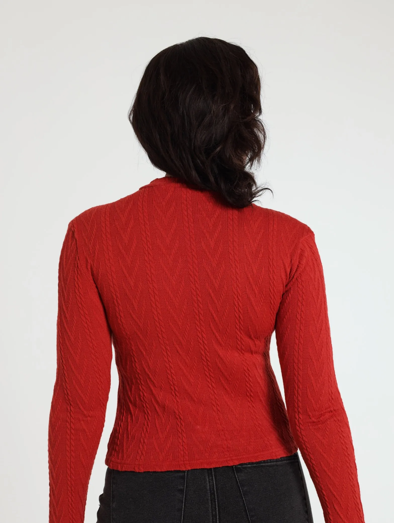 Textured Turtleneck Tee - Rust