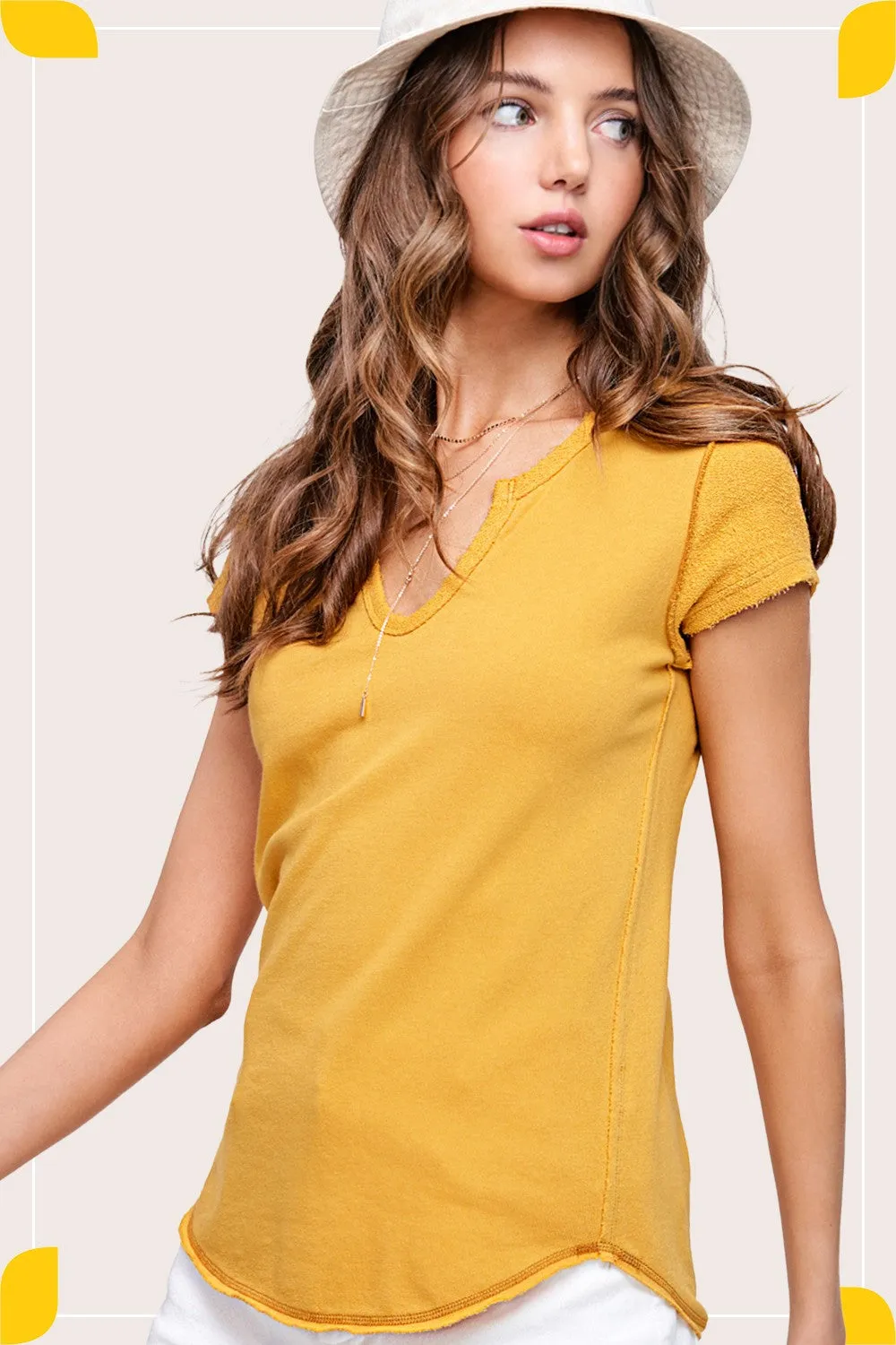 Textured U-Neck Short Sleeve Top