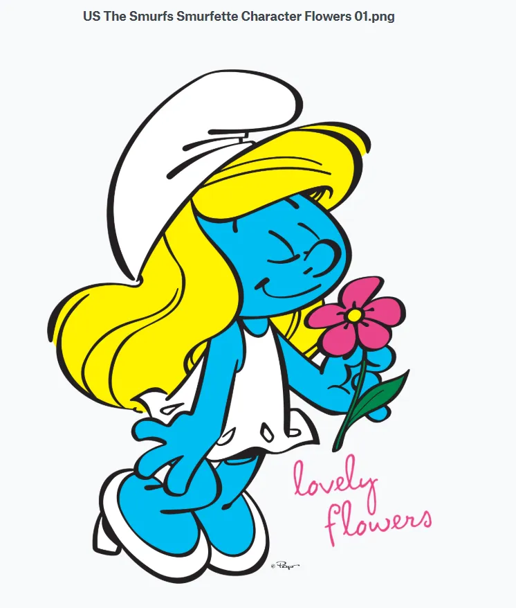 The Smurfs Smurfette Character Flowers Official Women's T-shirt (Navy)
