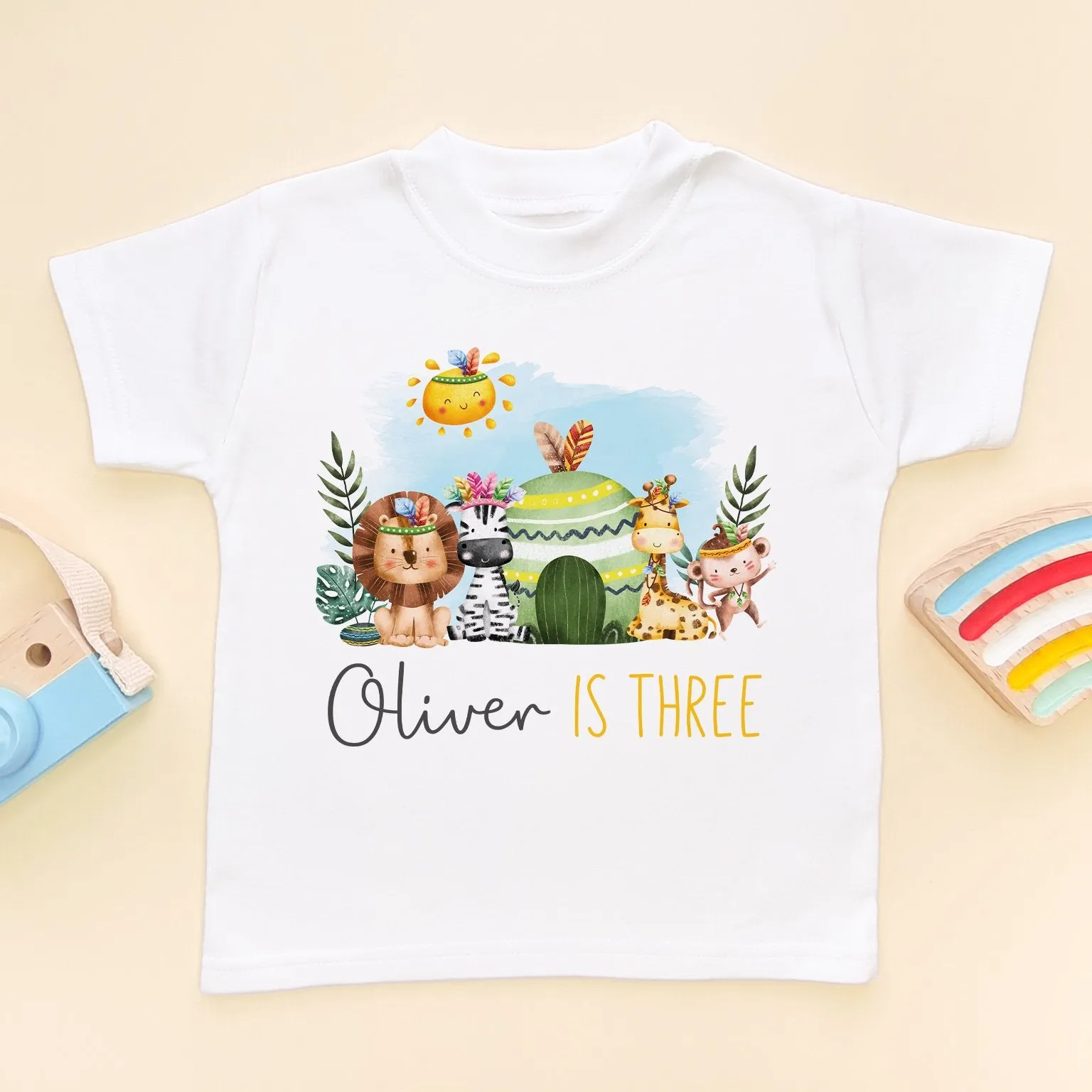 Third Birthday Animals Theme Personalised Kids & Toddler T Shirt