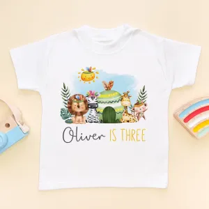 Third Birthday Animals Theme Personalised Kids & Toddler T Shirt