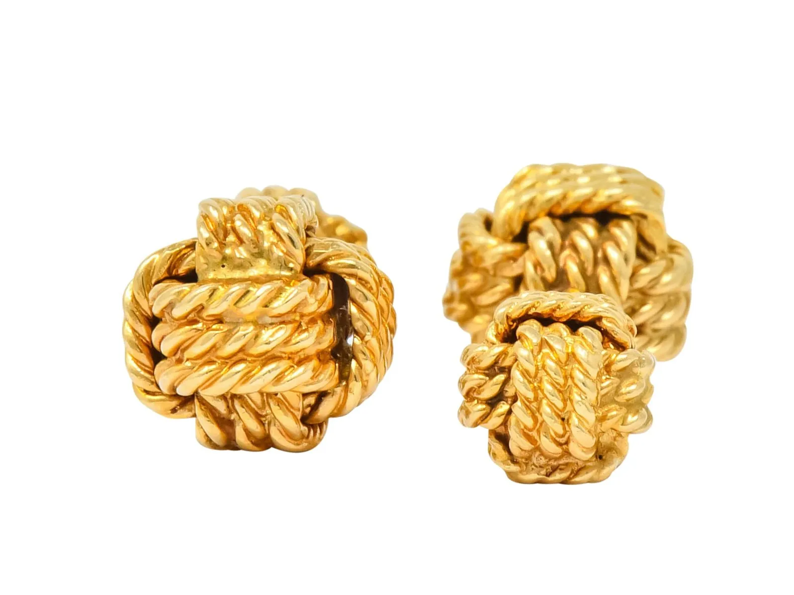 Tiffany & Co. Larter & Sons Mid-Century 14 Karat Gold Men's Knot Cufflinks