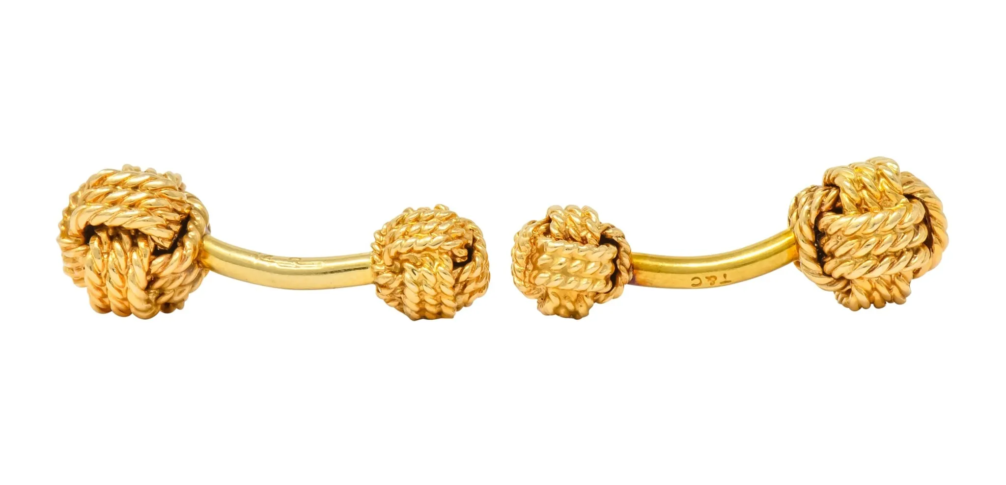 Tiffany & Co. Larter & Sons Mid-Century 14 Karat Gold Men's Knot Cufflinks