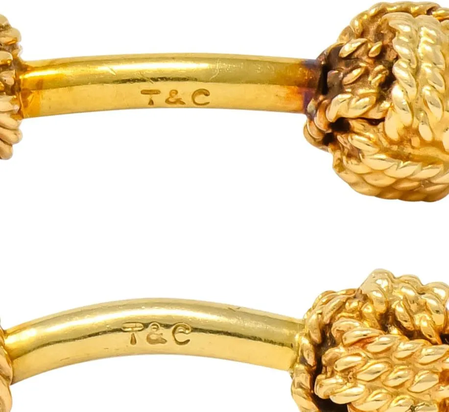 Tiffany & Co. Larter & Sons Mid-Century 14 Karat Gold Men's Knot Cufflinks