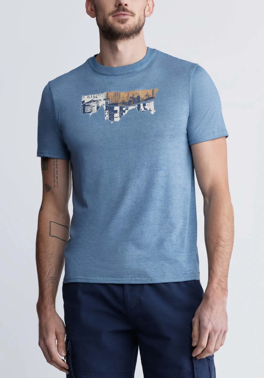 Tobras Men's Graphic T-shirt in Mirage Blue - BM24325