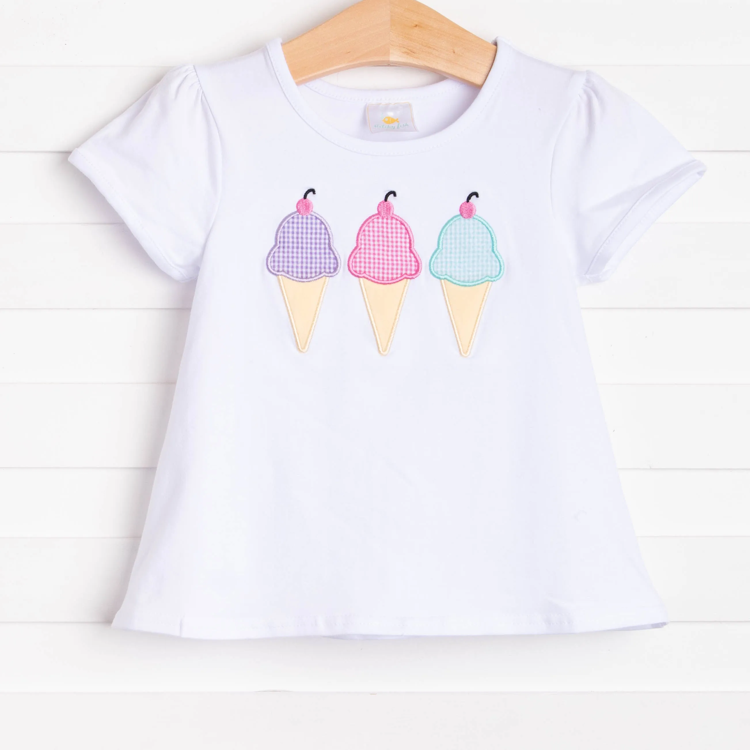 Triple Treat Applique Shirt, White