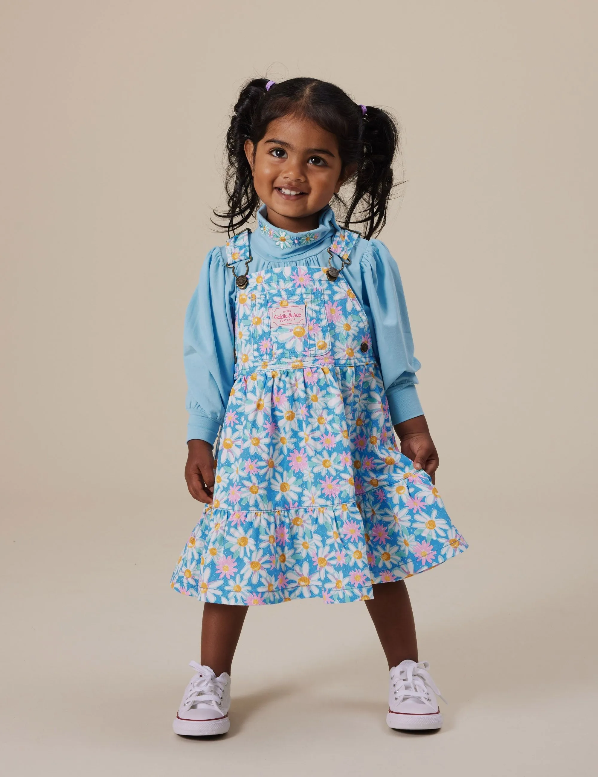 TULLY TIERED PINAFORE DRESS SEASIDE DAISY | Goldie   Ace