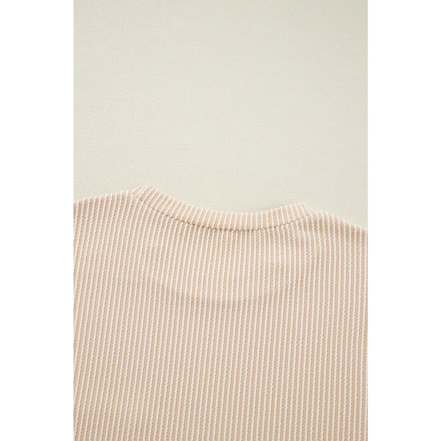 Turquoise Crinkle Rib Knit Pocketed Loose Fit Crew Neck T Shirt