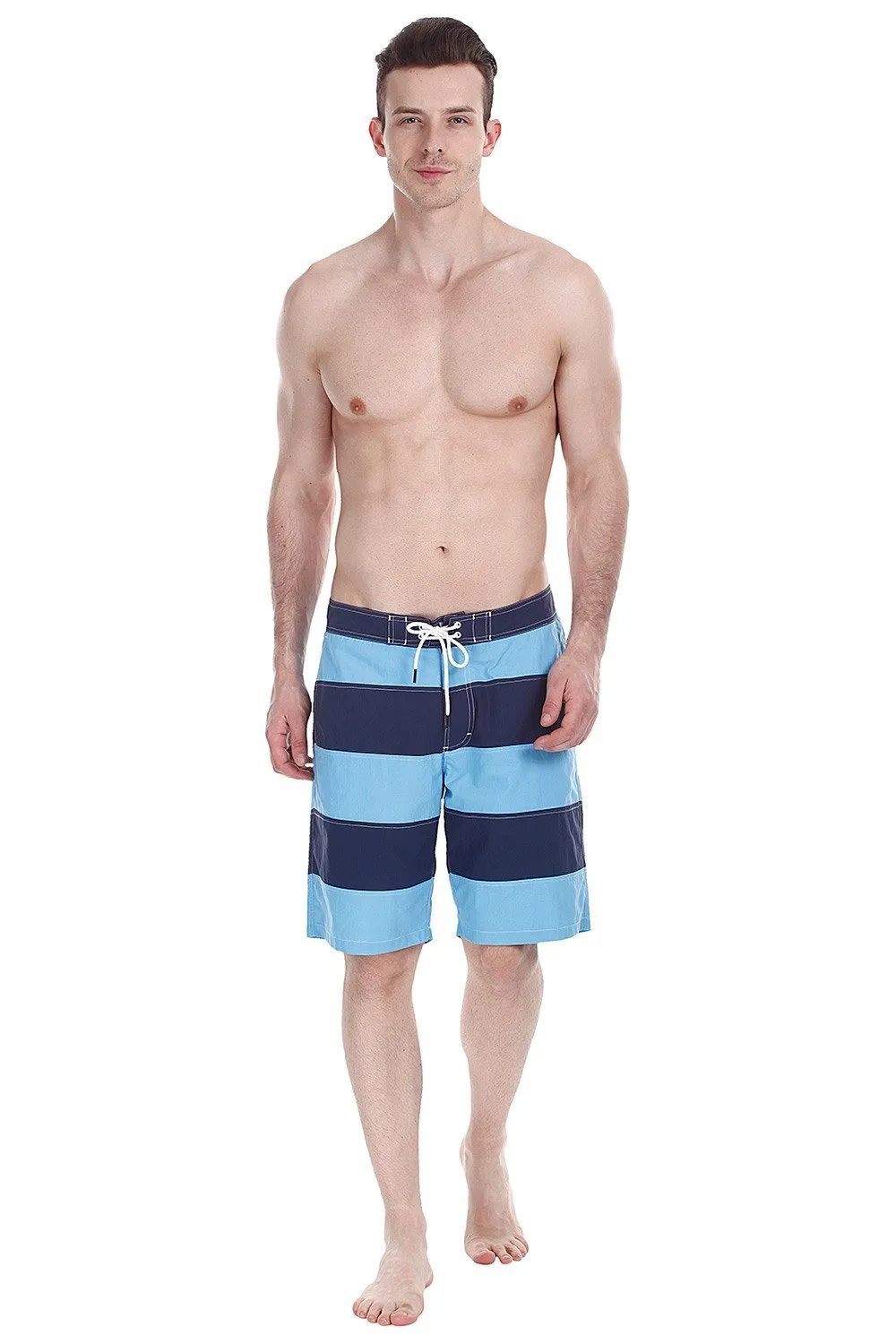 Twin Color Block Stripe Nylon Swim Shorts