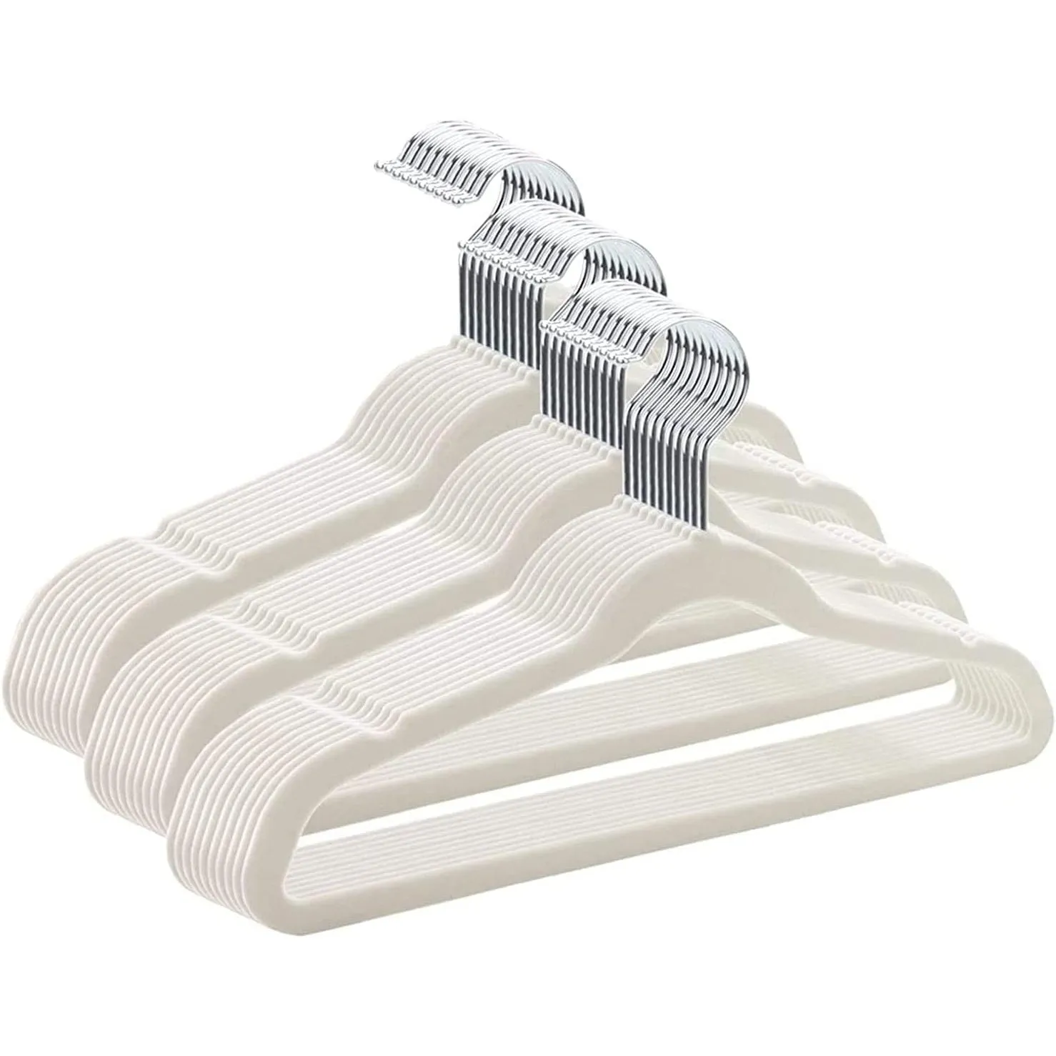 Tycom Clothes Hangers (50 Pack) Velvet - Ultra Thin Space Saving Coats Clothes Hangers Non-Slip Suit Hangers with 360 Degree Swivel Hook Hold Up-to 5KG for Jackets, Pants, Dress- 50p White